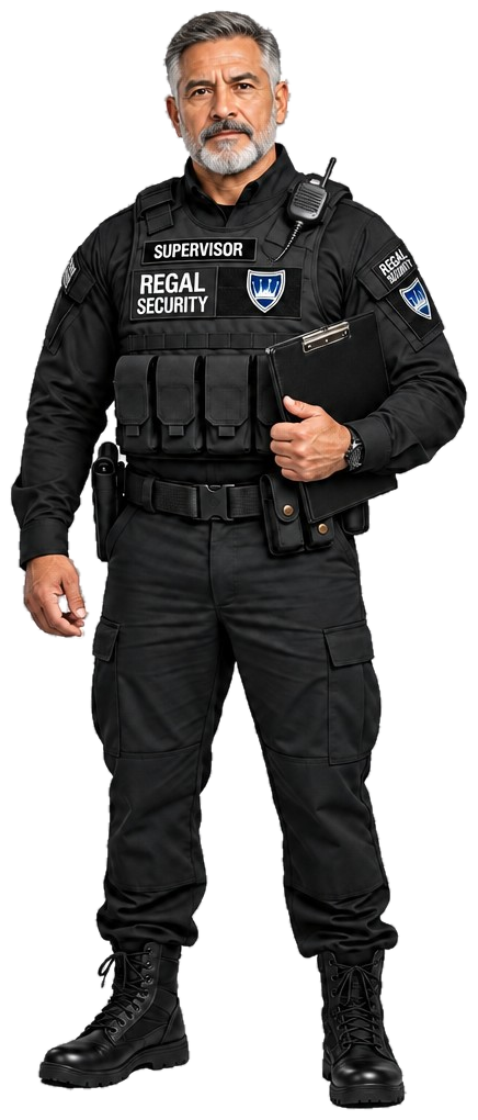 Regal Security field supervisor holding a clipboard